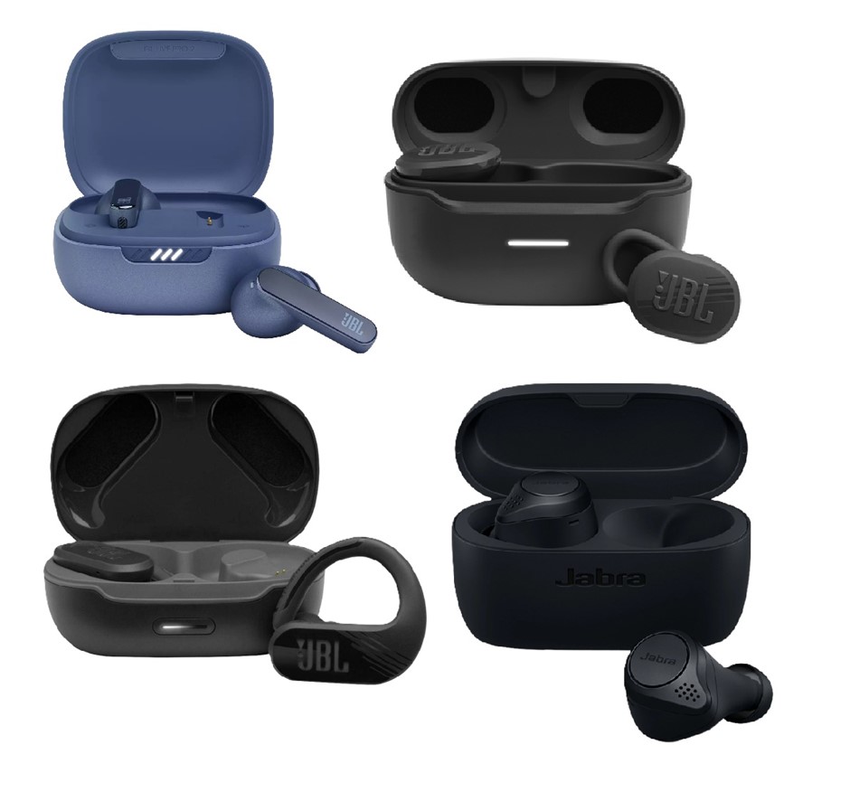 4 x Assorted Wireless Earbuds. 1 x JBL Live Pro 2. 1 x JBL Race TWS. 1 x JB