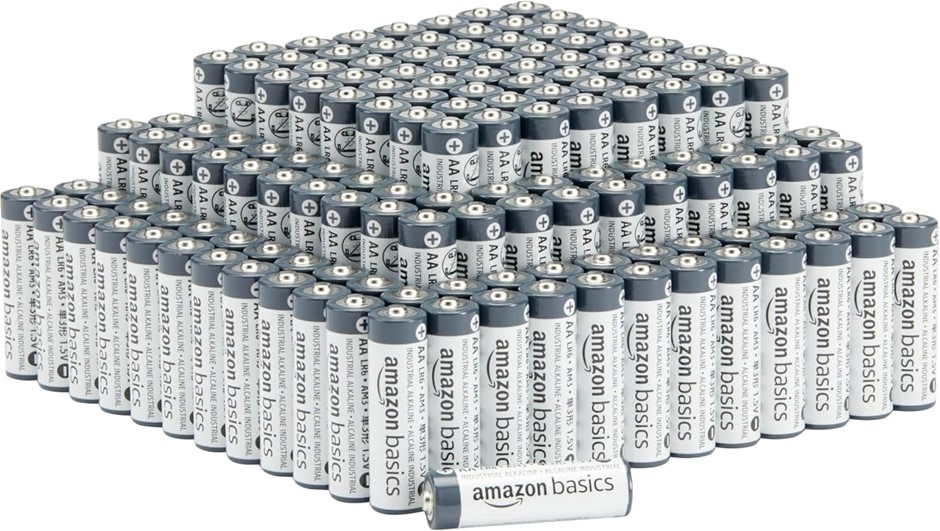 Amazon Basics 150-Pack AA Alkaline Industrial Batteries, 1.5 Volt, 5-10 Yea