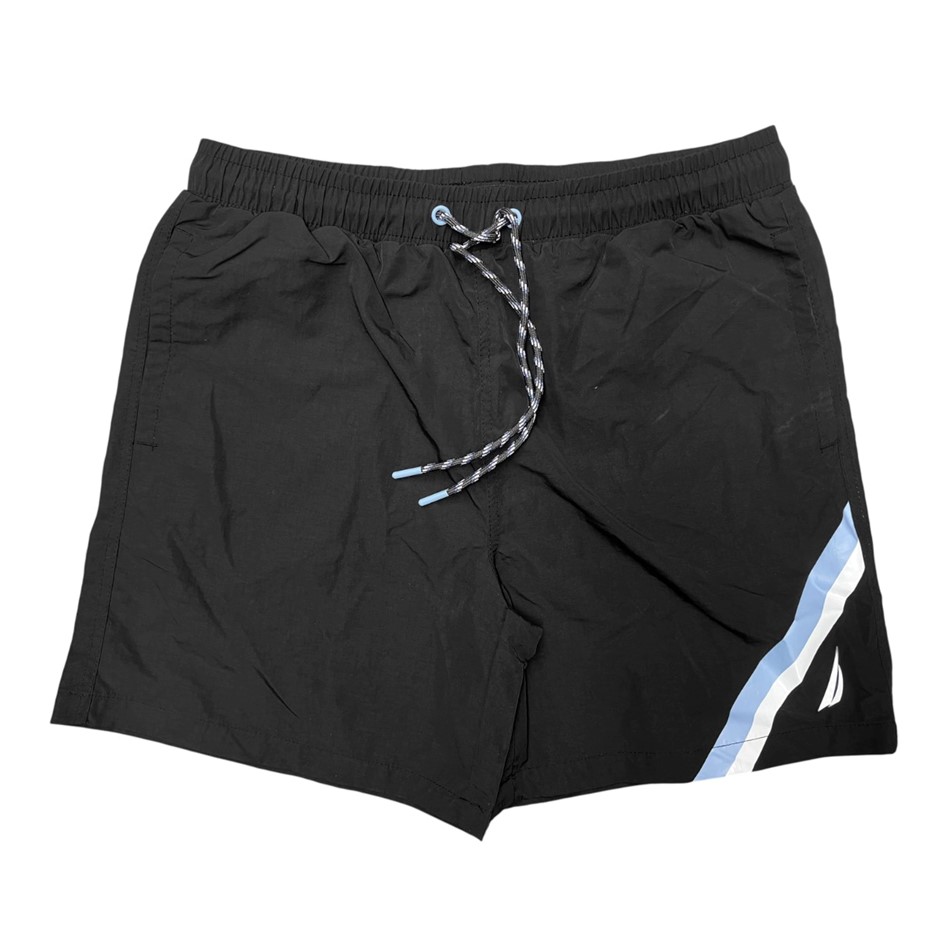 NAUTICA Men's Stripe Swim Short, Size 2XL, True Black/Blue (0TB), T50225.