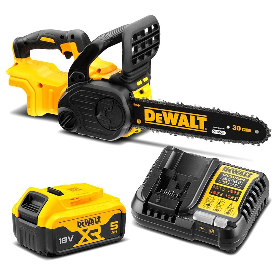 DeWALT 18V 5.0Ah Li-Ion XR Cordless Brushless Compact 300mm (12") Chainsaw