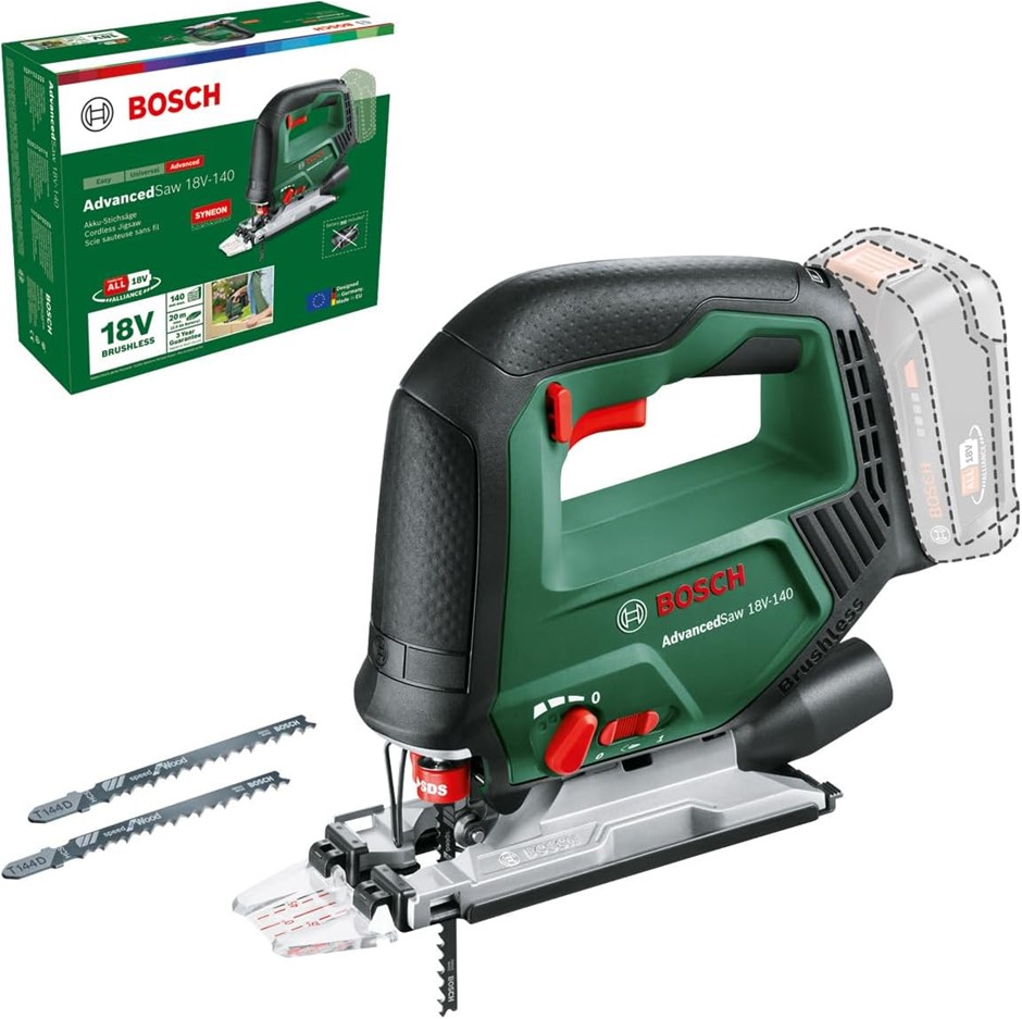 BOSCH 18V Cordless Jigsaw, Without Battery, 3x Blades Inc, Brushless Motor,