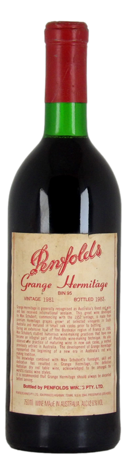 Penfolds Bin 95 Grange Hermitage 1981 (1x 750mL) SA.