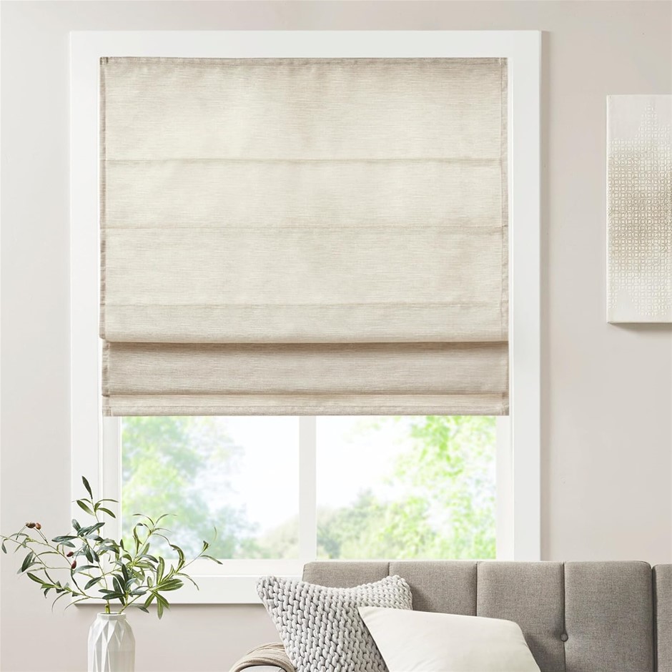 MADISON PARK Cordless Roman Shades - Fabric Privacy Single Panel Darkening,