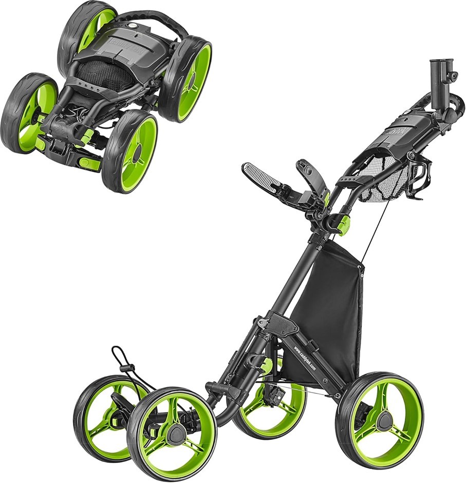 CADDYTEK 4 Wheel Golf Push Cart - Compact, Lightweight, Close Folding Push