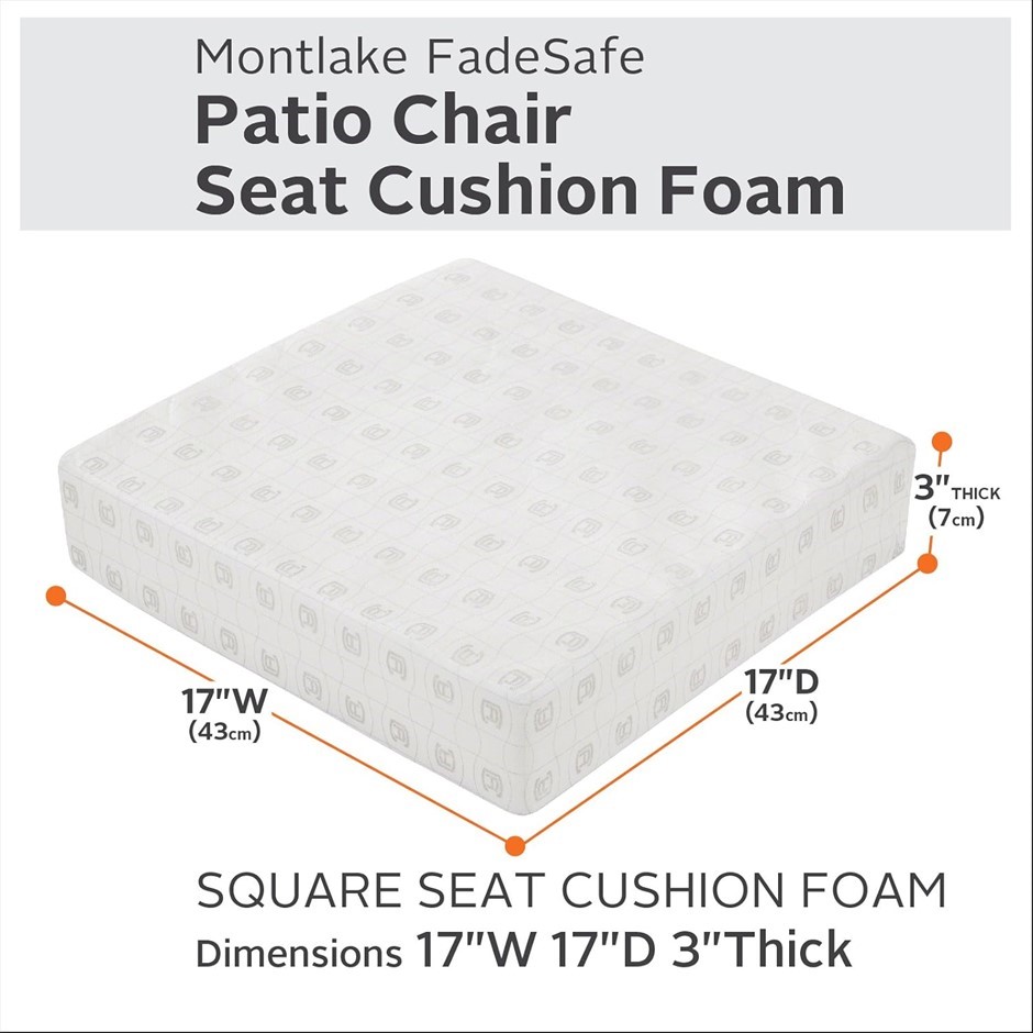 Classic Accessories 25 x 25 x 5 Inch Square Patio Lounge Seat Cushion Foam