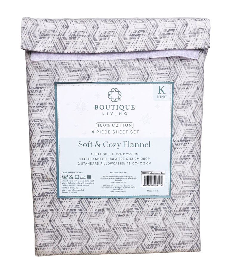 BOUTIQUE LIVING 4pc Sheet Set, King, Kaleidoscope Geo.