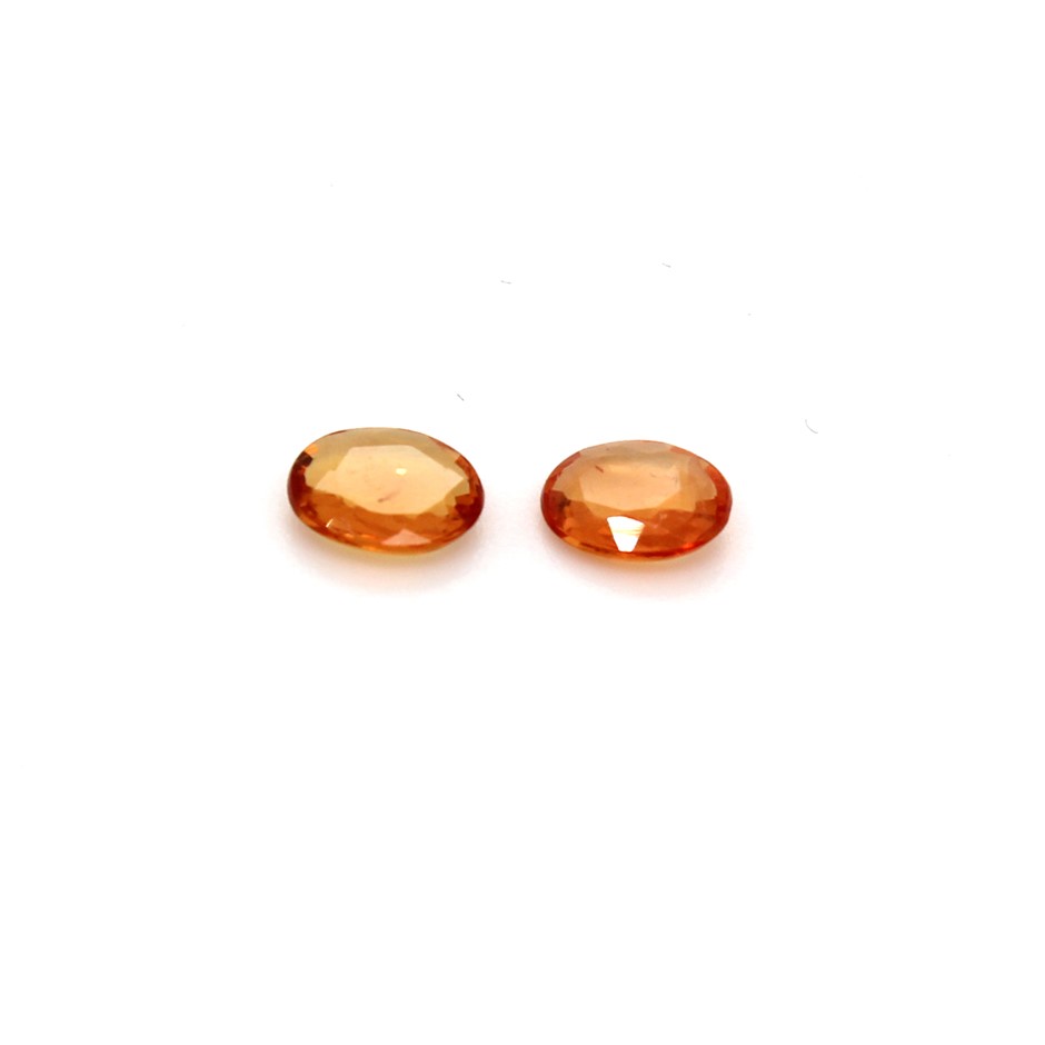 Two 0.60 Ct Oval Orange Sapphire Gemstone