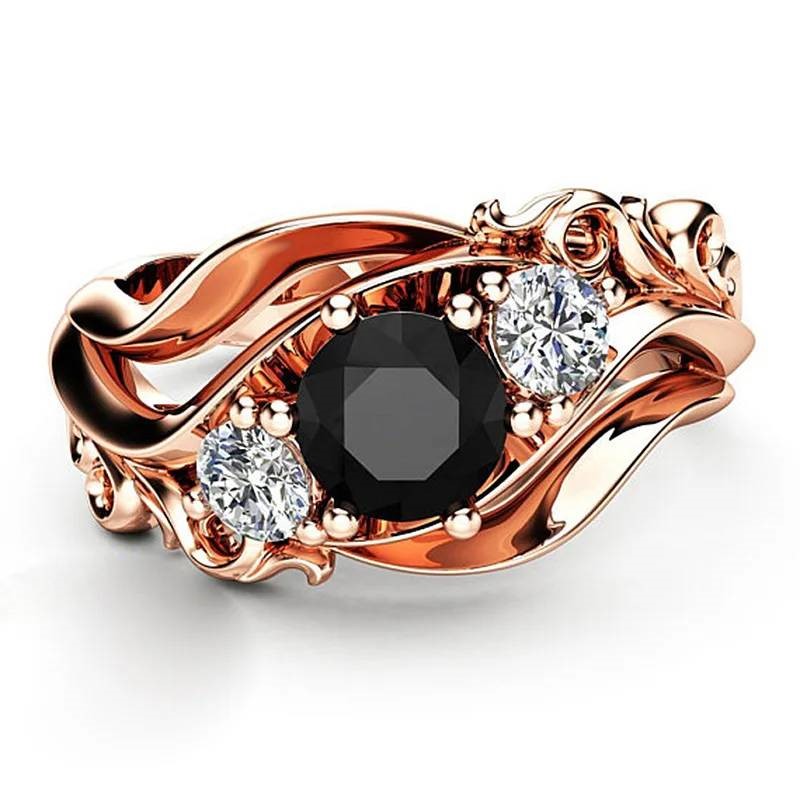 Designer Simulated Diamond Swirl Ring in Rose - US Size 7