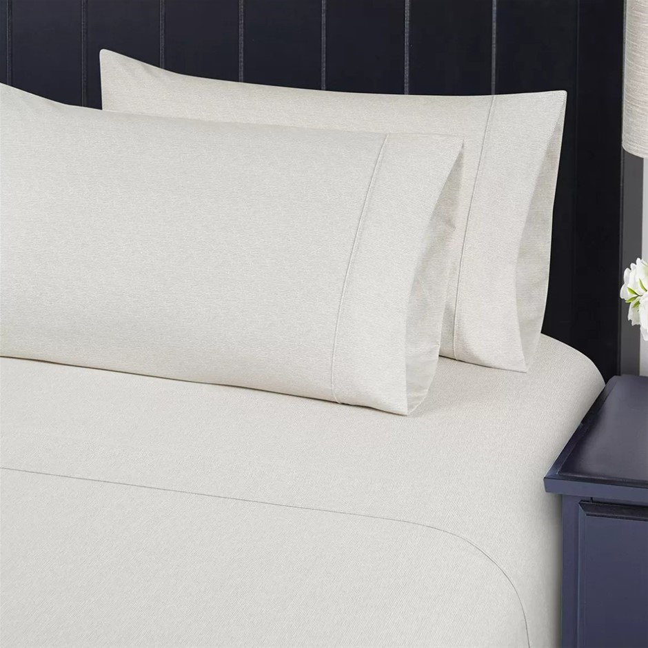 SOUTH POINT 6pc Poly Flannel Sheet Set, Queen, Ripple Texture Linen.