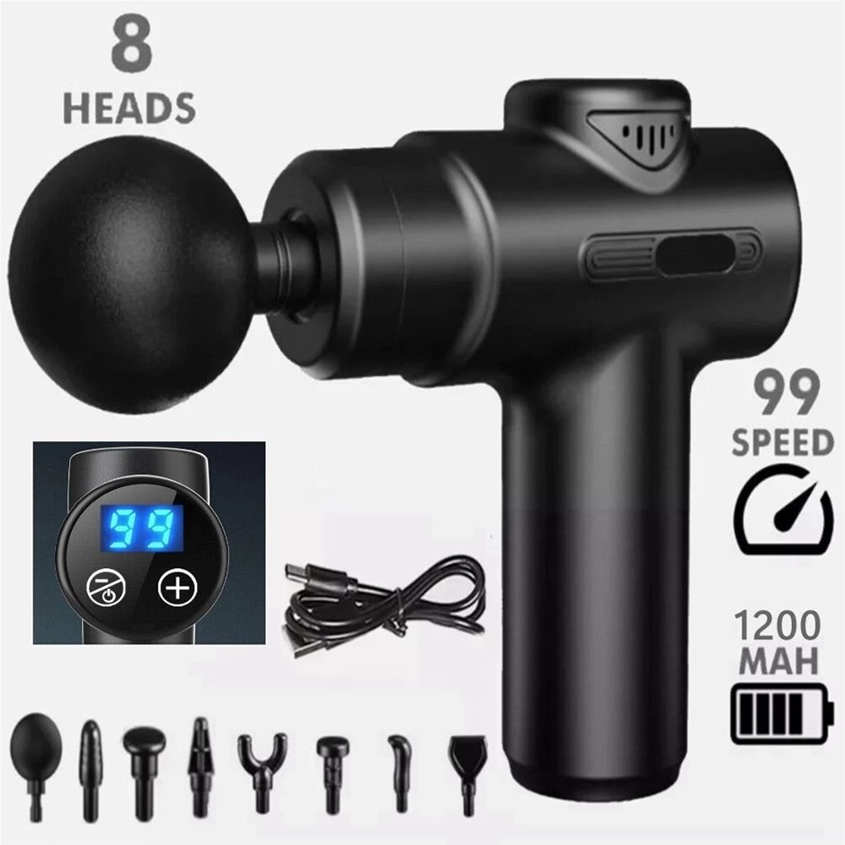 Tissue Percussion Massage Gun LCD 8-Heads Muscle Vibration Therapy Relaxing