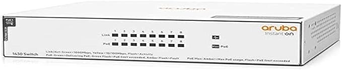 HP Enterprise Aruba Instant ON 1430 8G PoE+ (64W) Switch RM.  Buyers Note -
