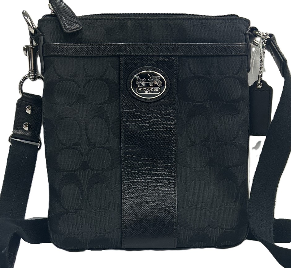 Coach Signature Black Jacquard Crossbody Bag