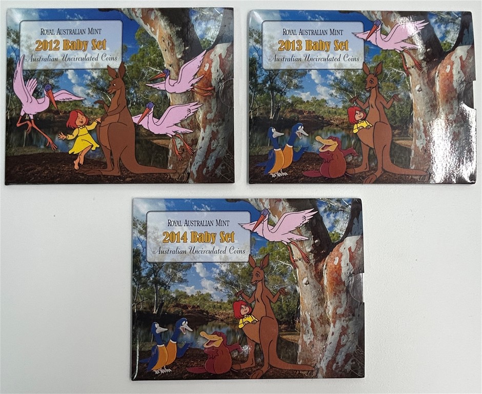 3 x 'Baby Set' Uncirculated Baby Coin Sets 2012/2013/2014