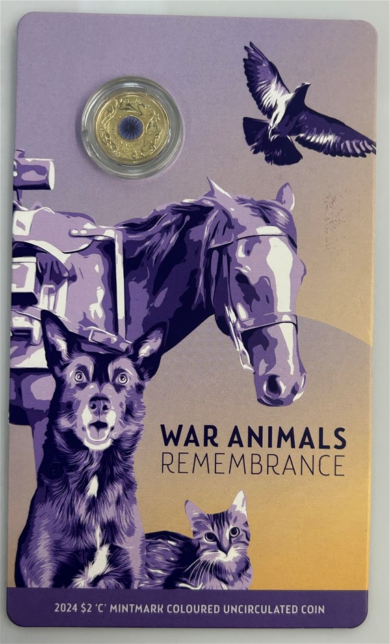 Royal Australian Mint War Animals Remembrance $2 Coloured Coin (2024)