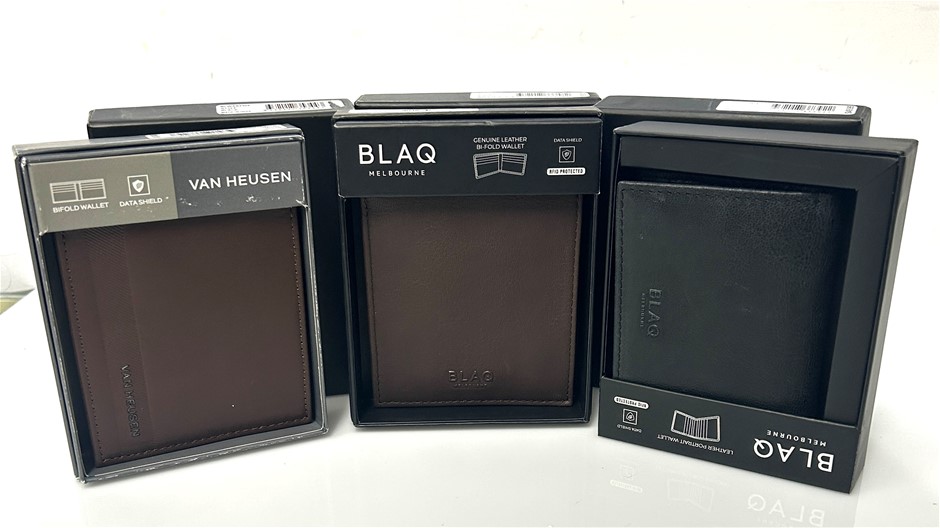 1 x Van Heusen & 2 x BLAG Melbourne Genuine Leather Wallets