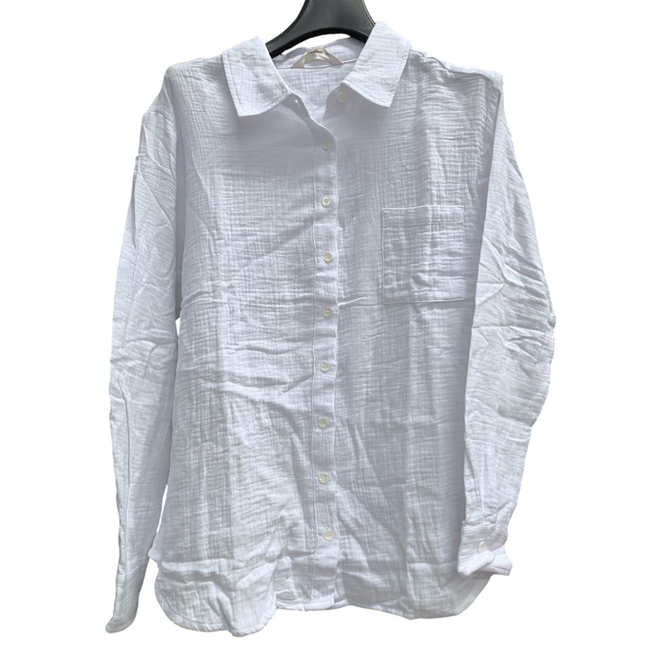 2 x LEO&NICOLE Women's Gauze Shirt, Size M, 100% Cotton, White. Buyers Not
