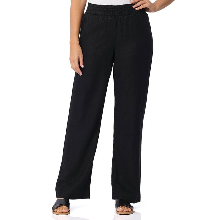 BRIGGS Women's Wide Linen Pant, Size S, 55% Flax, Black. Buyers Note - Dis