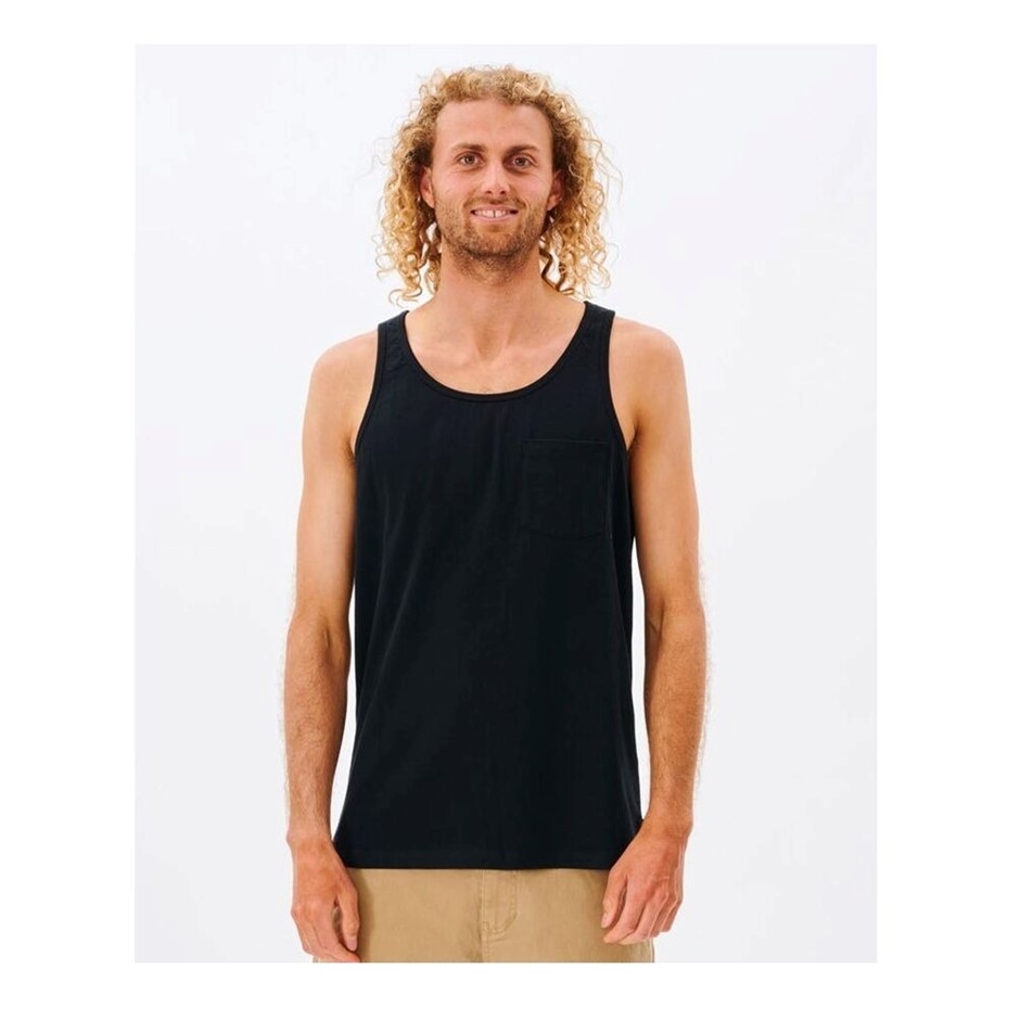 RIP CURL Men's Plain Tank Top, Size M, Black. RRP: $35.99.  Buyers Note - D