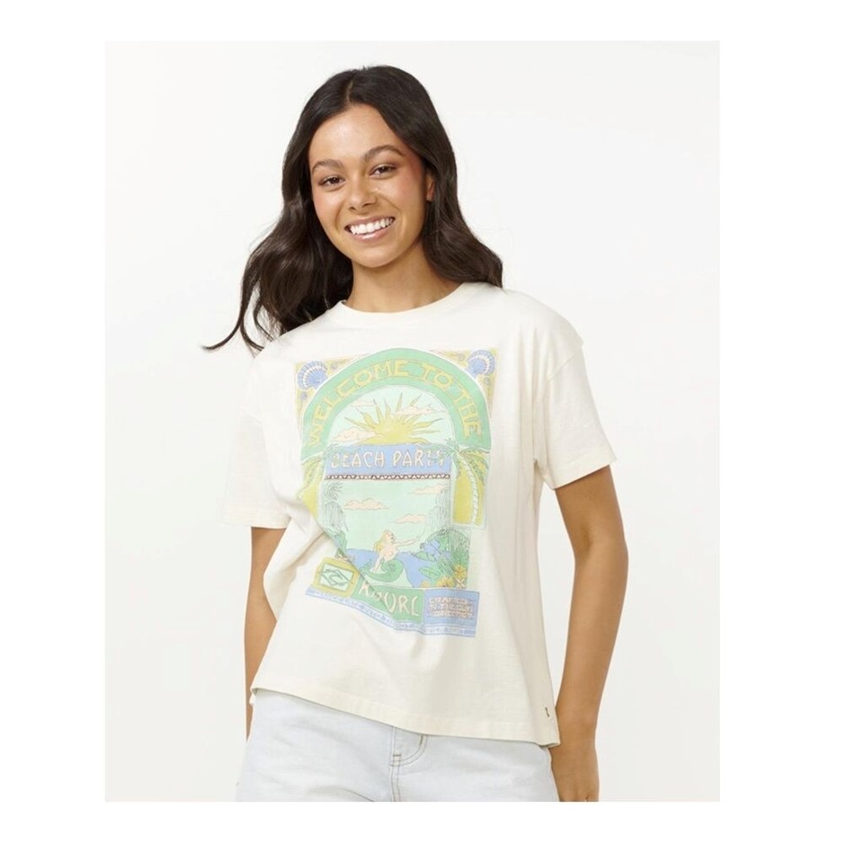 RIP CURL Women's Tropicana Relaxed T-Shirt, Bone, Size XL. RRP: $59.99.  Bu