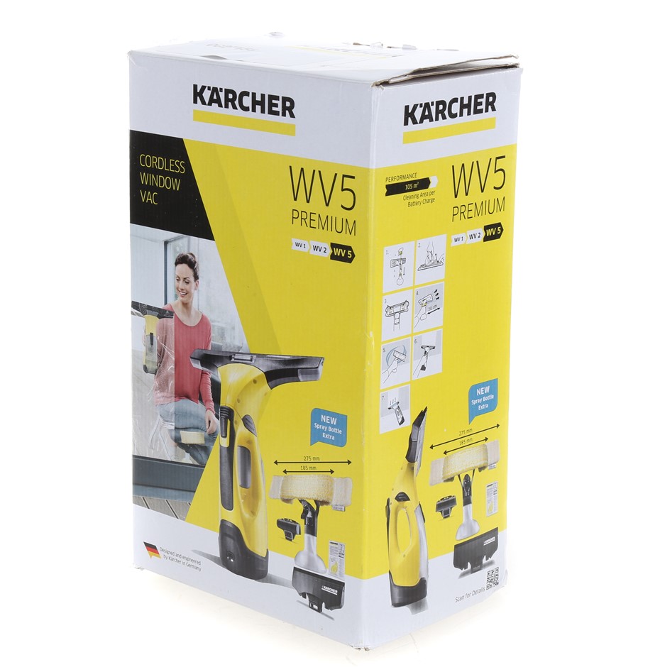 KARCHER WN5 Cordless Window Vac. NB: Slightly Damaged Box.