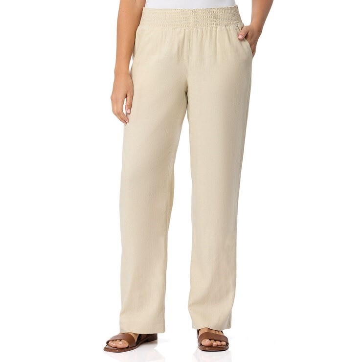BRIGGS Women's Wide Linen Pant, Size XL, 55% Flax, Natural. Buyers Note -
