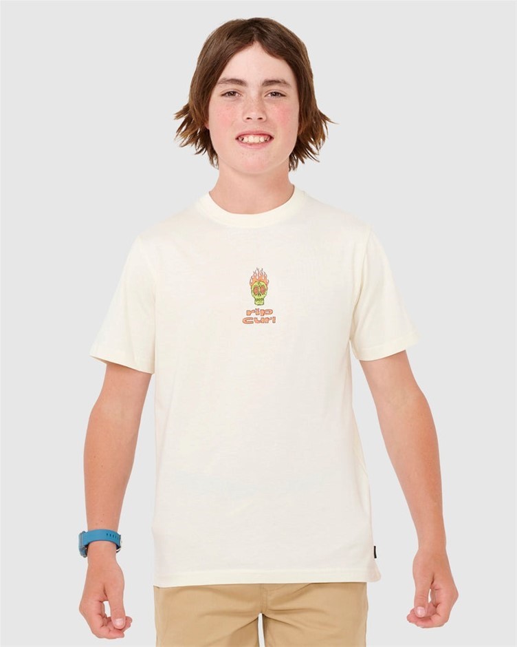 RIP CURL Boy's Cosmic Skull T-Shirt, Size 12, Bone. RRP: $ 35.99.  Buyers N