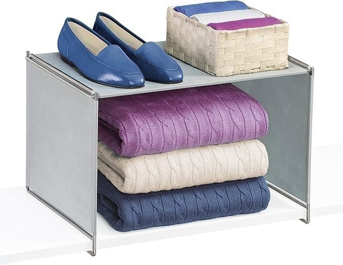 LYNK Vela Locking Closet Shelf Organizer - Extra Shelf - Platinum. Stell Fl