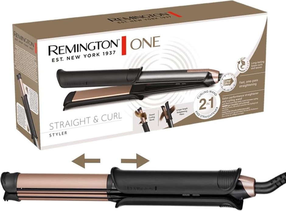 REMINGTON One Straight & Curl Styler, S6077AU, Advanced Ceramic Coding, Cur