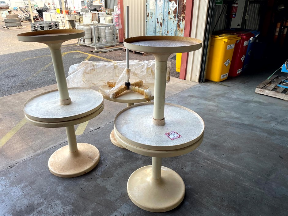 <p>Fibreglass Tables x5 & Display Stand</p>