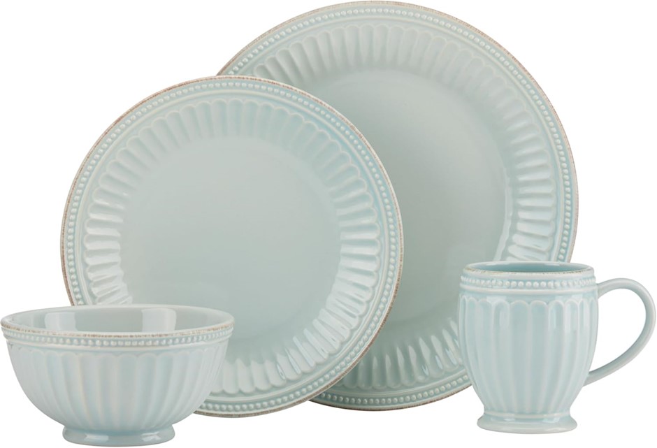 Lenox French Perle Groove 4 Piece Place Setting, Ice Blue