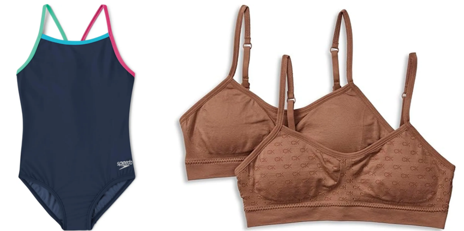 BUNDLE: Speedo Girls' Swimsuit One Piece Thin Straps Paradise Green, Size 7