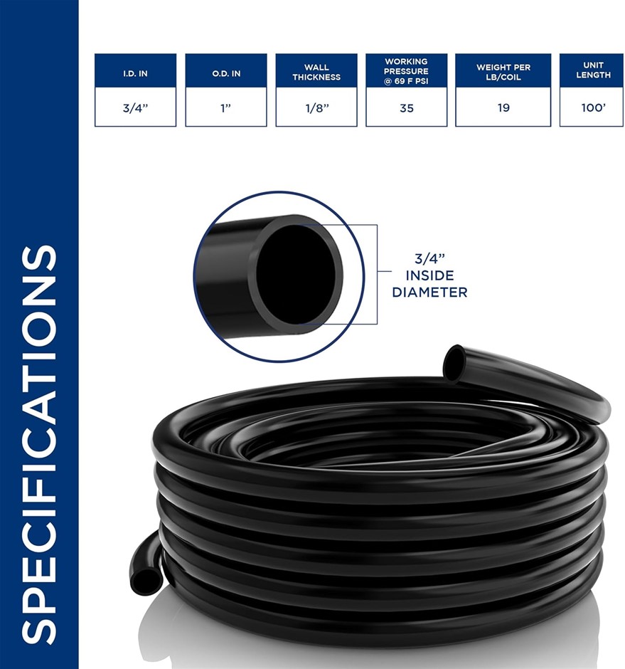 Alpine Wall PVC Black Tubing, 5.12 Inch Tall