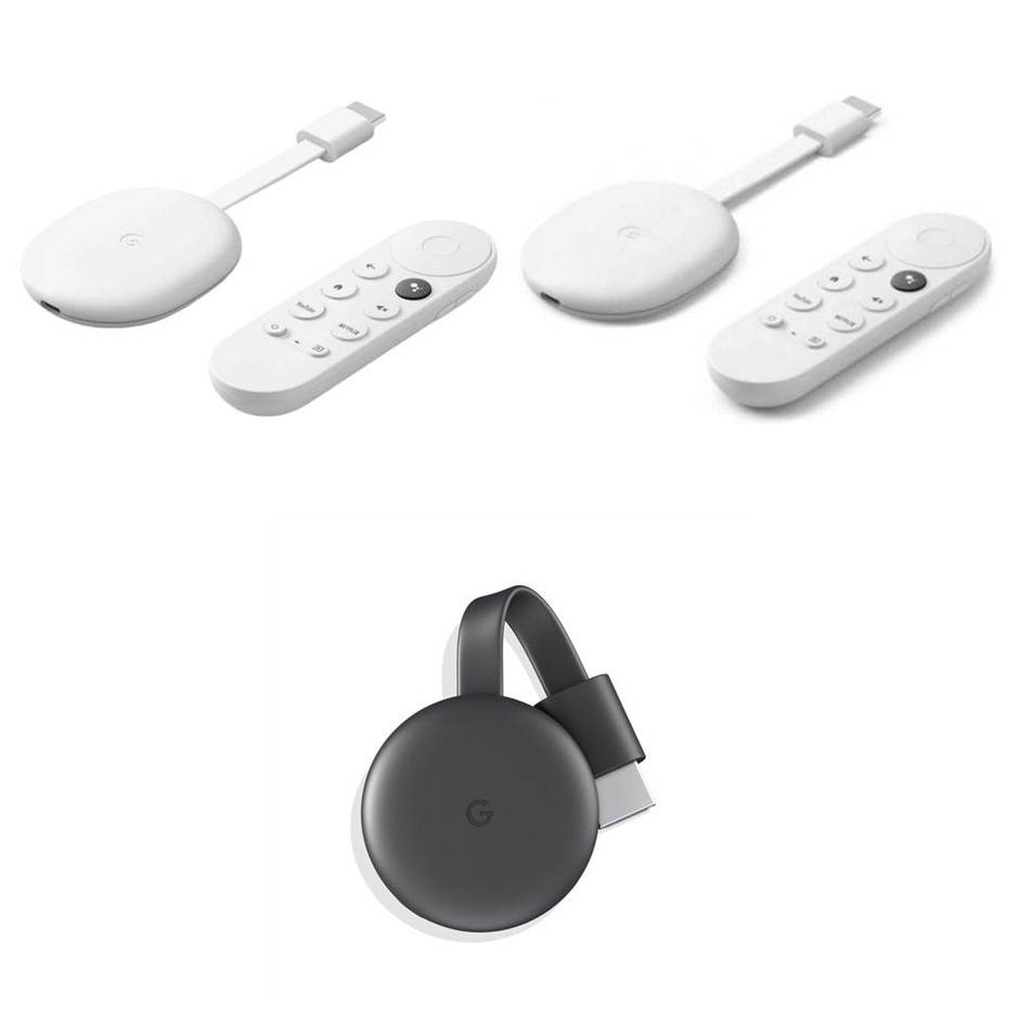 3 x Assorted Home Media Devices. 2 x GOOGLE Chromecast w/ Google TV Model G
