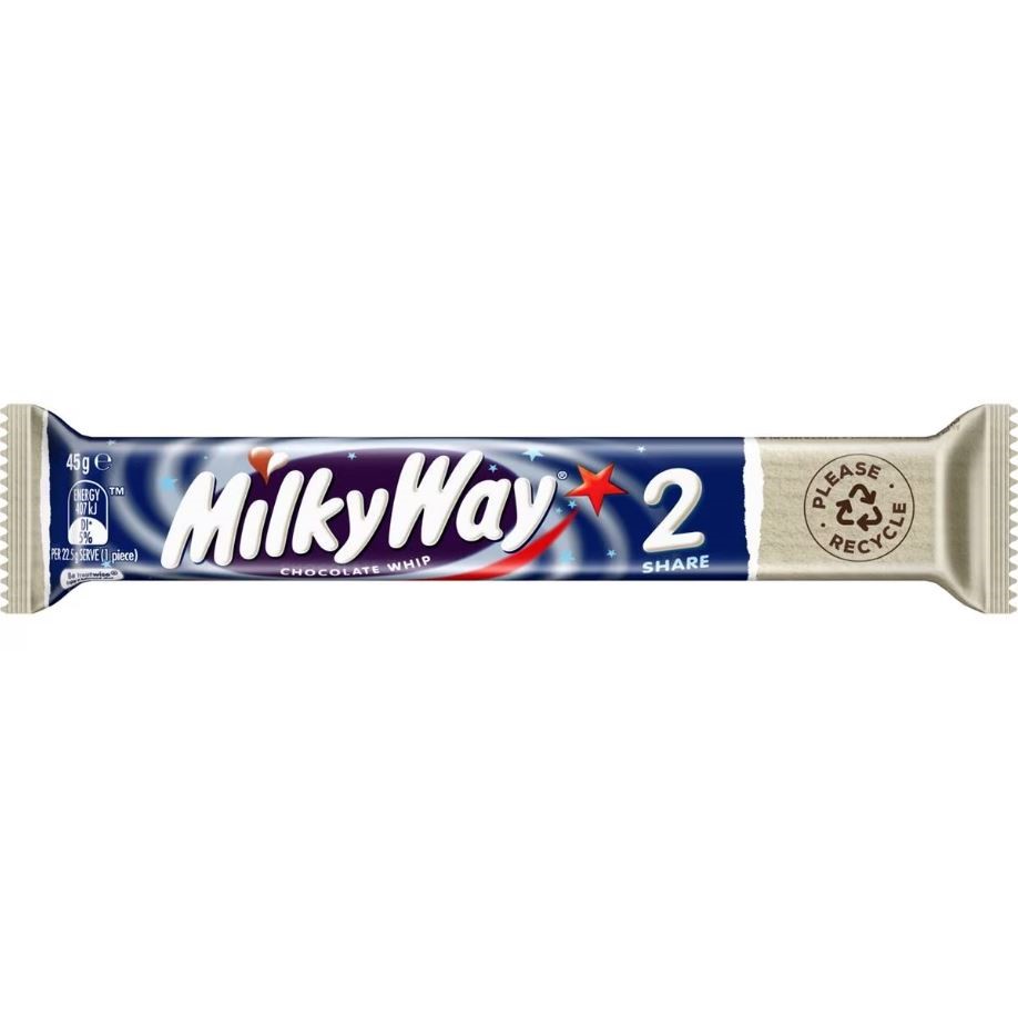 22 x MILKY WAY Whipped Nougat Chocolate Bar, 45g.