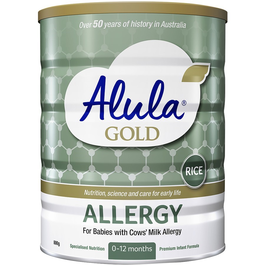2 x ALULA Gold Allergy Rice Infant Formula 0-12 Months, 800g. N.B: Dented t