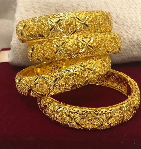 3pcs x 22KGF/Italy Yellow Gold Filled Bangles with stamp-60mm