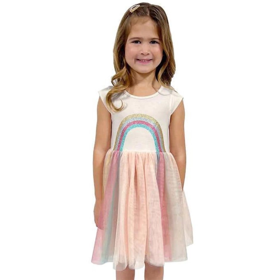 ZUNIE Girl's Dress, Size 2T, Champ/Blush (Rainbow).