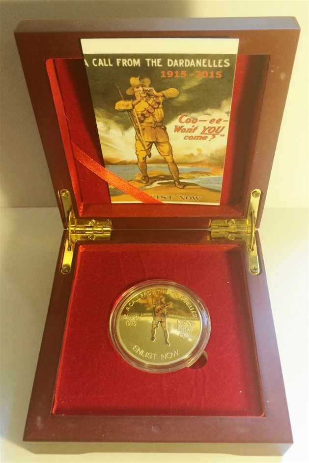NEW 2015 GALLIPOLI "COO-EE" 1 Oz COIN WITH D/BOX. C.O.A. LTD 1,000 Gold