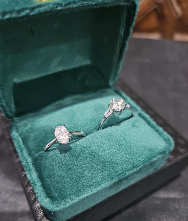 2pcsx1.0ct GRA Moissanite white -925 Sterling Silver Ring -7US