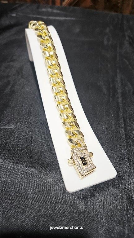 18KGP/Italy Triple  Yellow Gold Plated Bracelet  -22cm-14mm