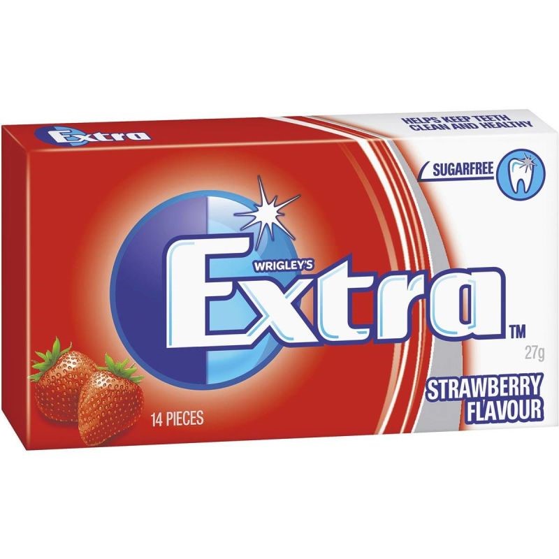 24 x WRIGGLEY'S EXTRA Sugarfree Chewing Gum, Strawberry, 27g. Best Before: