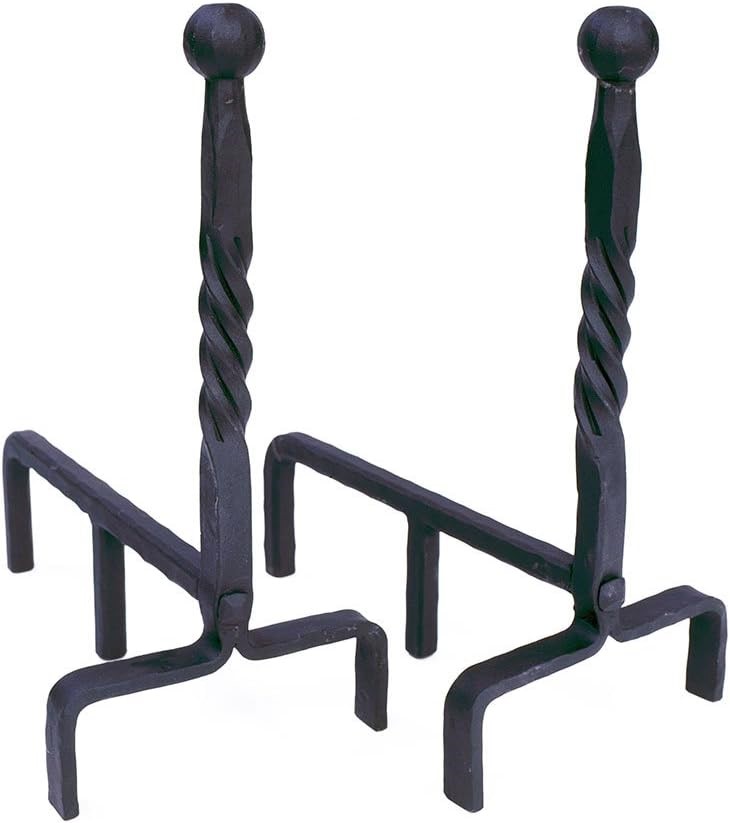 Pair of Minuteman International Ball End Wrought Iron Fireplace andirons, B