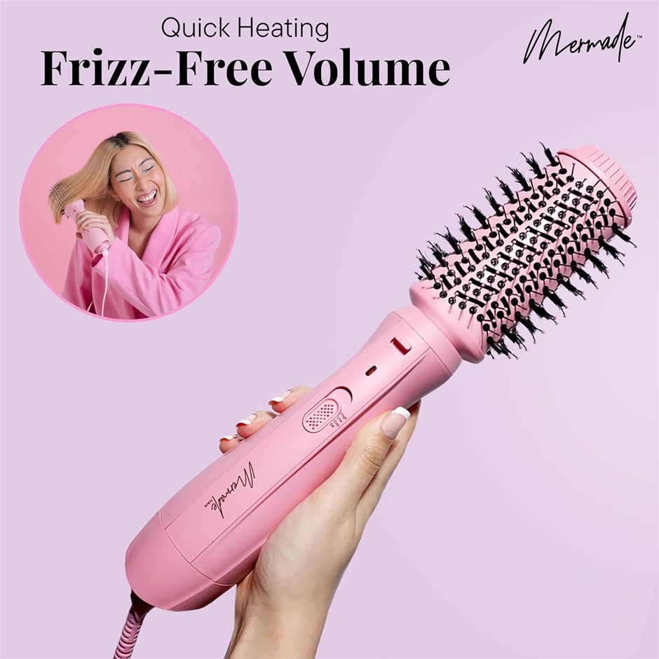 Mermade Hair Blow Dry Brush, Pink. NB: Damaged Box.