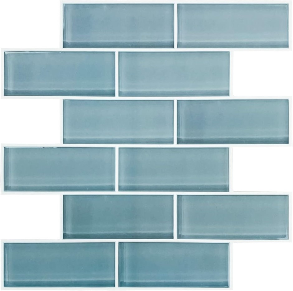ROOMMATES Blue Seaglass Sticktile, Peel and Stick, TIL4980FLT. x4 10.5 inch
