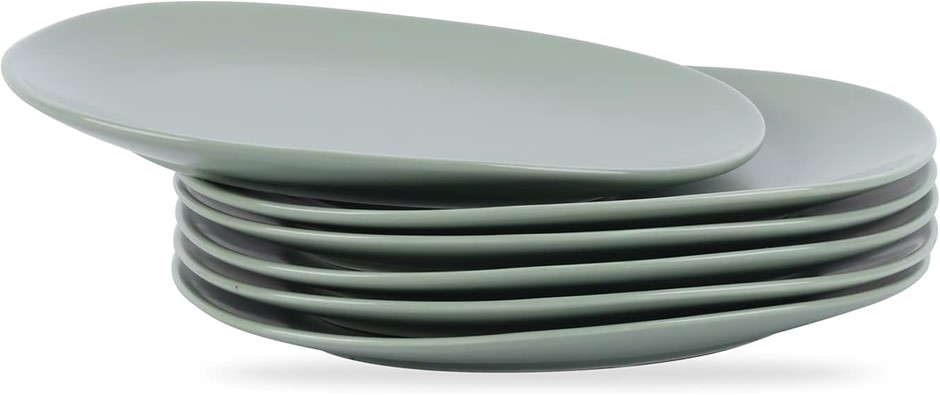 STONE LAIN Delilah Salad Plate 6-Piece Dish Set, Porcelain, Honeydew.