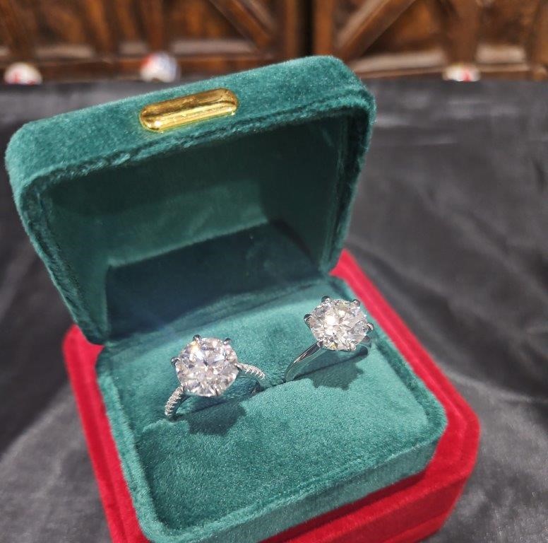 2pcsx5.0ct GRA Moissanite White -925 Sterling Silver Ring -7 US