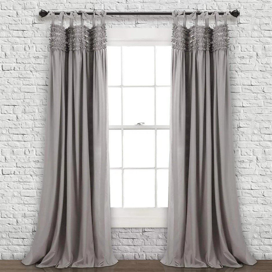 LUSH DECOR Lydia Curtains Ruffle Window Set for Living, Dining, Bedroom (Pa