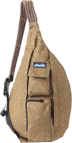 KAVU Original Rope Sling Pack with Adjustable Rope Shoulder Strap, Tan Topo