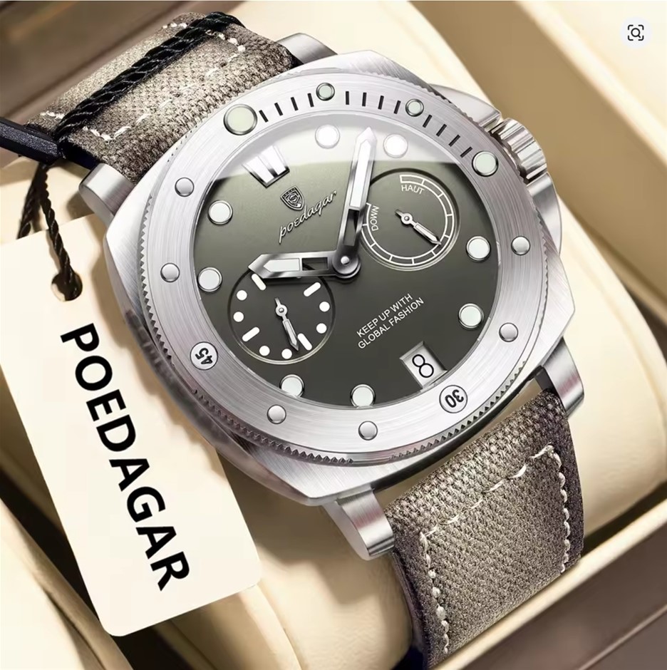 Silver Gray POEDAGAR Military Watch