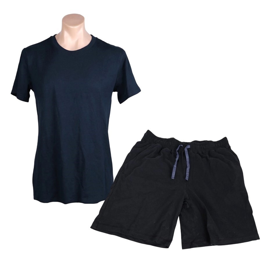 ADVENT Men's Pure Cotton Sleep Set, Size 2XL, 100% Cotton, Navy/Black.